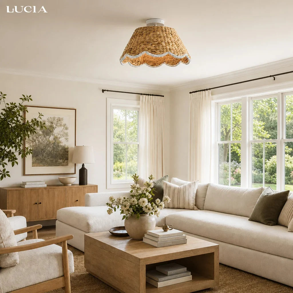 Rattan loftlampe