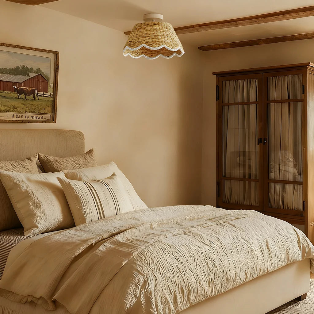 Rattan loftlampe