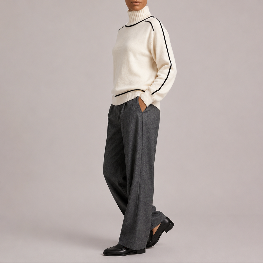 Striktrøje med Kontrastkanter