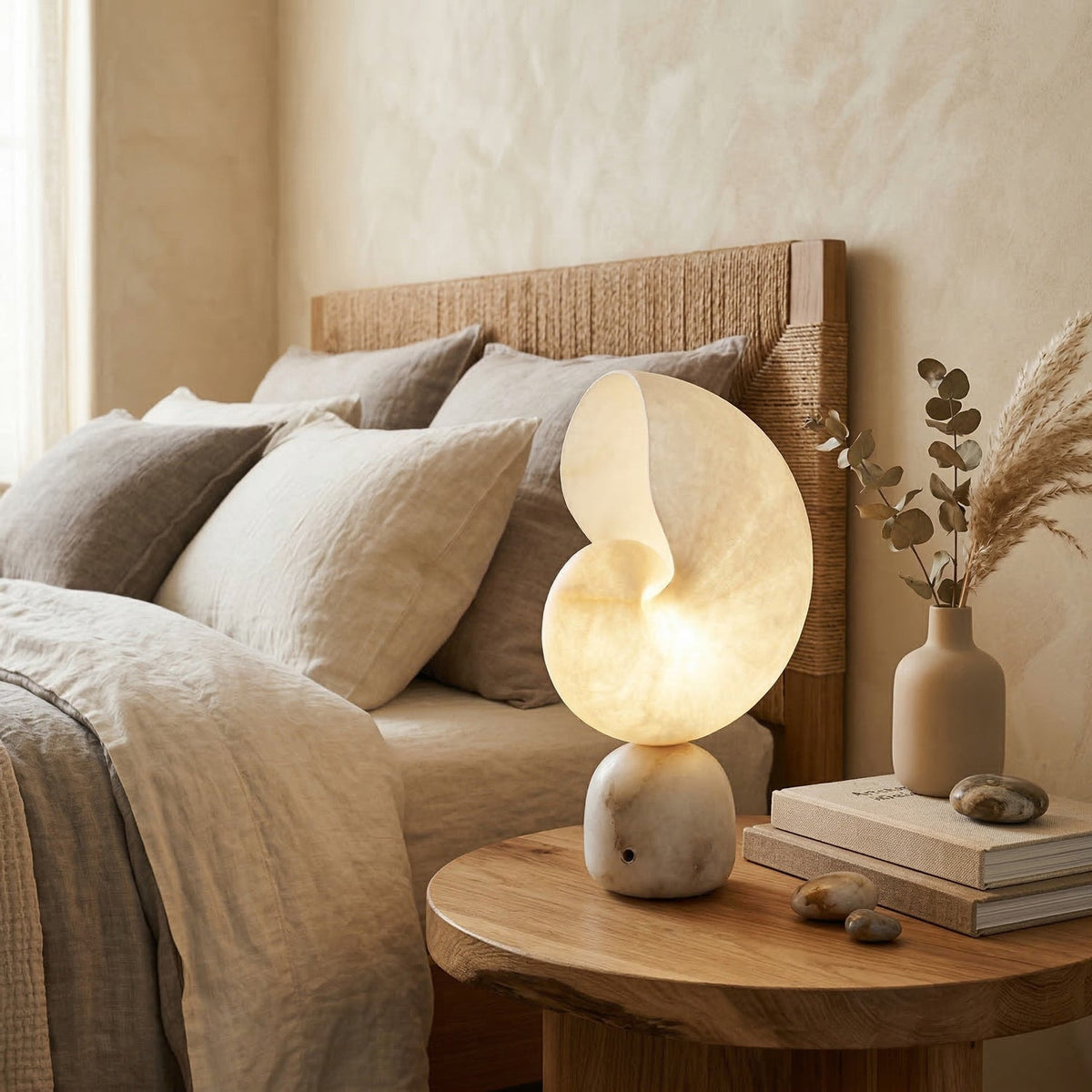 Conch alabast bordlampe