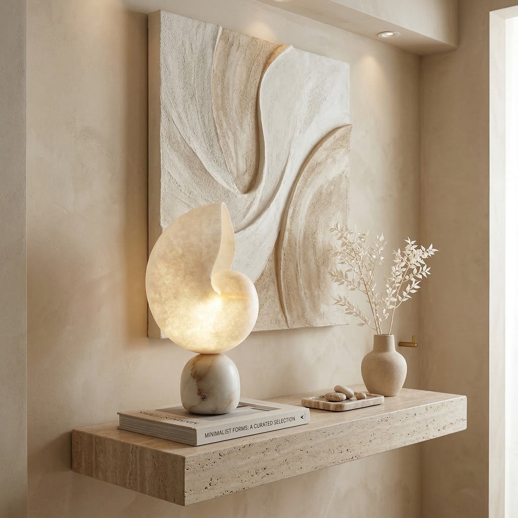 Conch alabast bordlampe