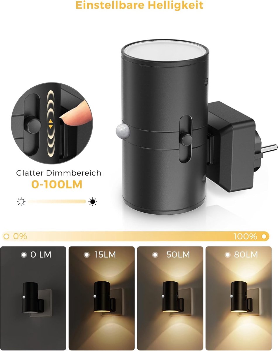 PLUGGLOW – Dæmpbar LED Stikkontaktlampe