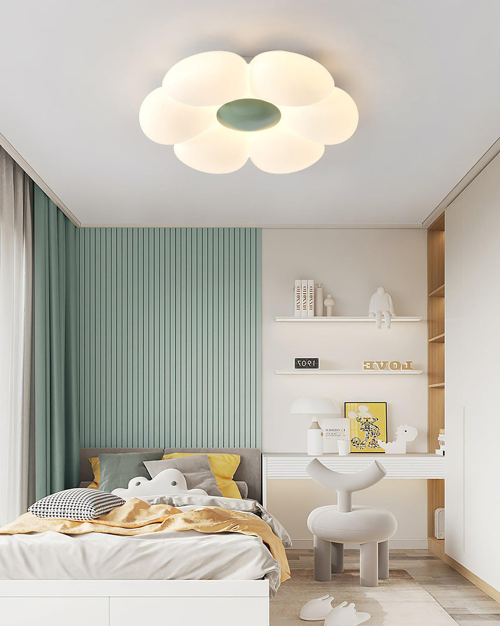 Loftlampe med seks blomsterblade