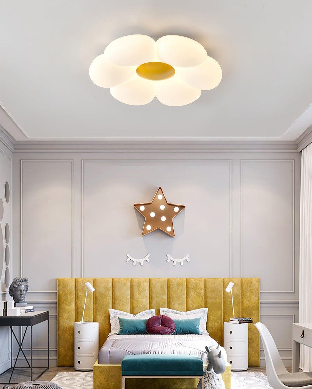 Loftlampe med seks blomsterblade