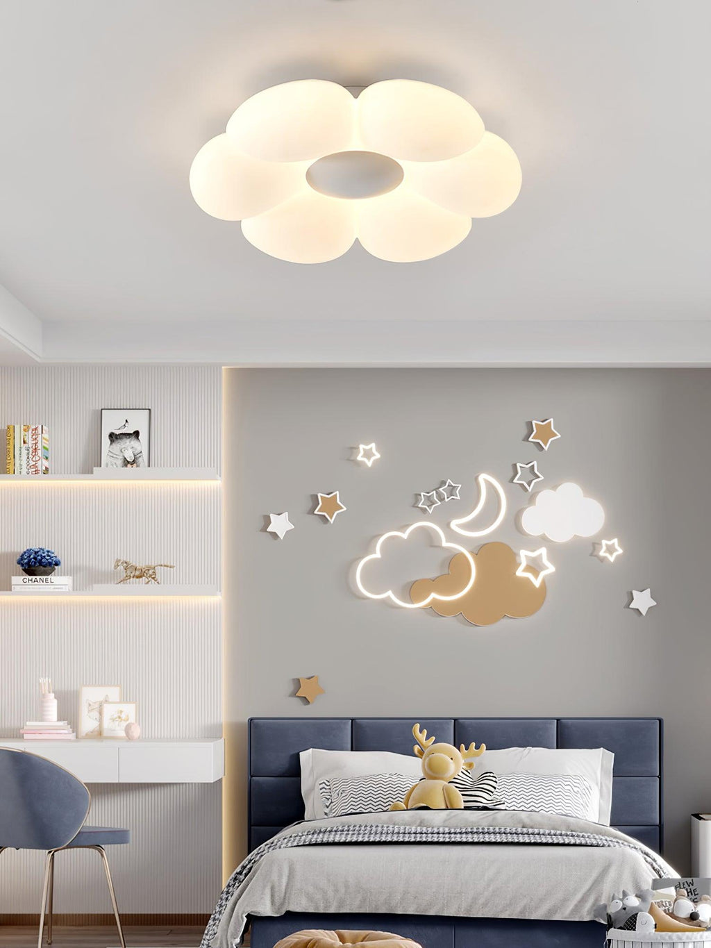 Loftlampe med seks blomsterblade