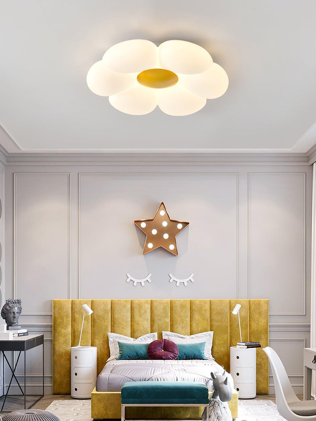 Loftlampe med seks blomsterblade